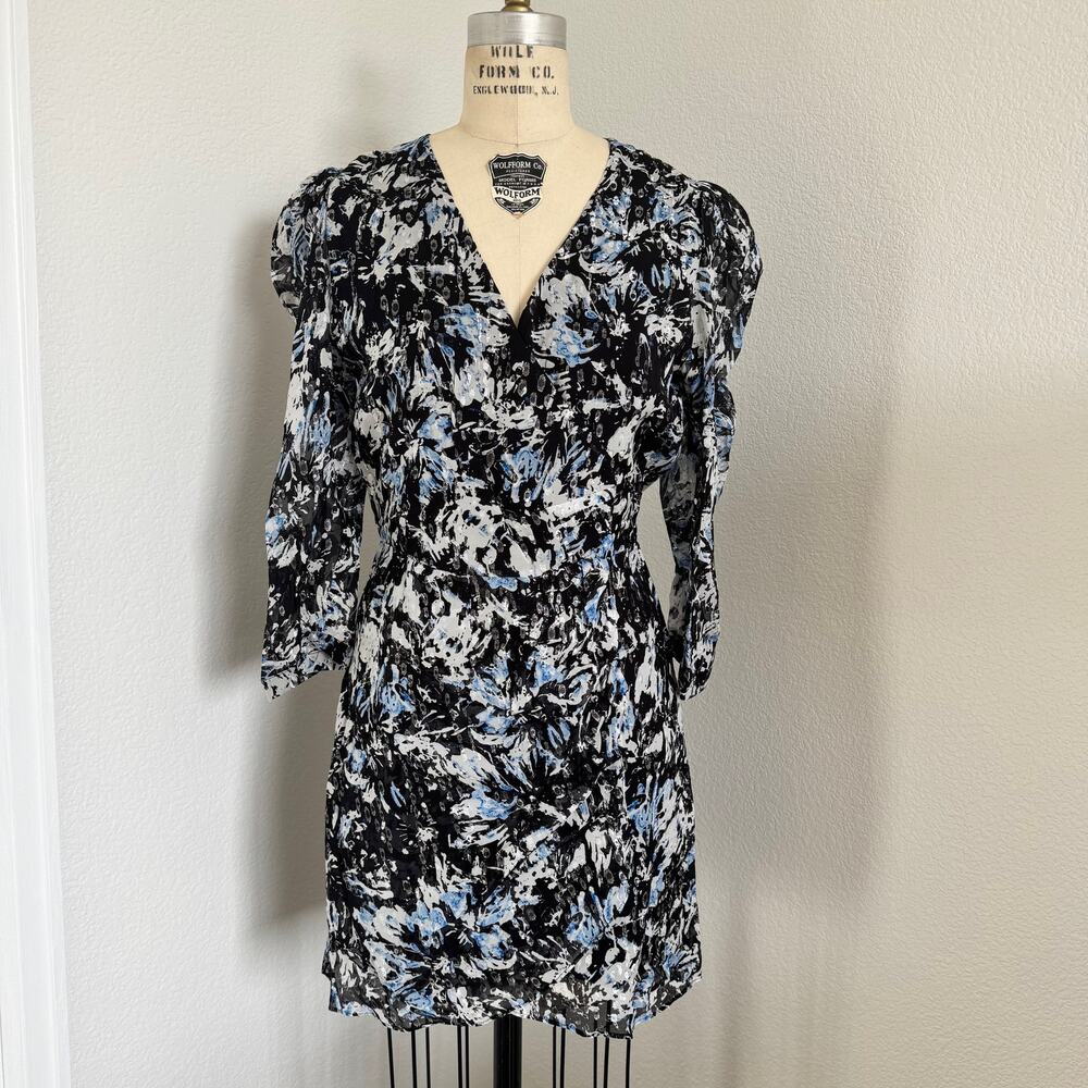 The Kooples | NWT Long Sleeve Floral Printed Mini Dress with Lurex Size S